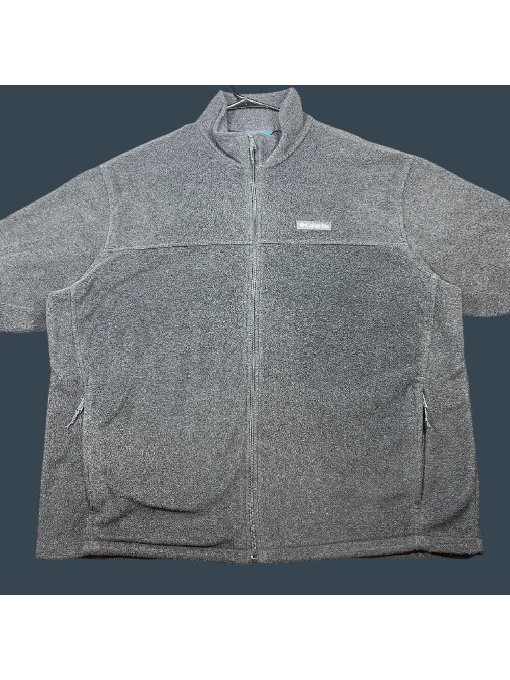 Columbia Mens Full-Zip Grey Fleece Jacket XXL Lightweight Layer Adjustable Hem